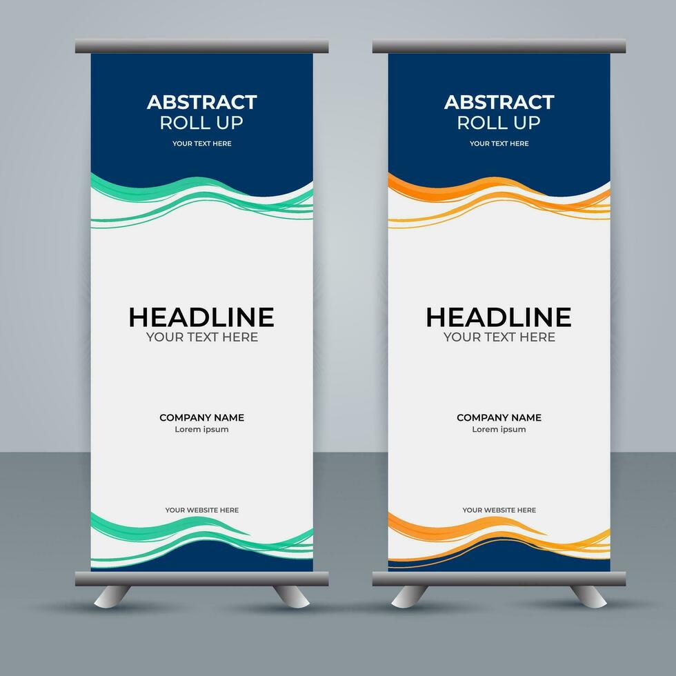 modern roll up banner template with abstract design vector