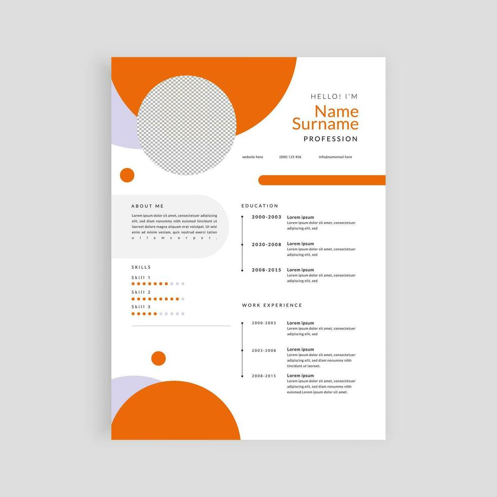 vector minimal orange CV design