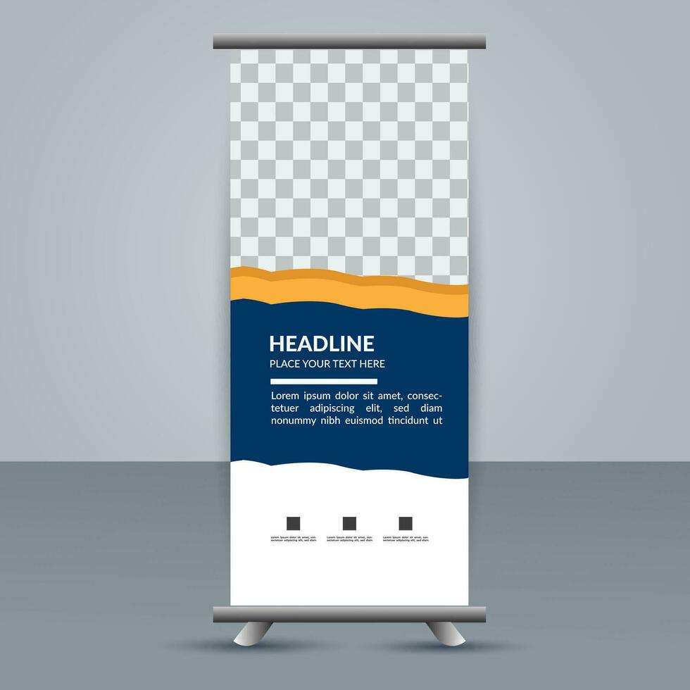 vector Roll up banner template with modern shapes