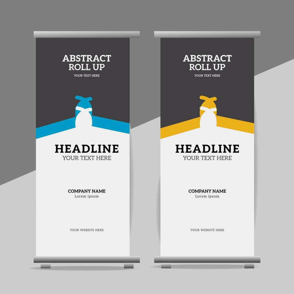 modern roll up banner template with abstract design vector