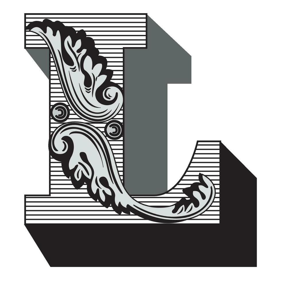 Art Federal Initial Caps Font Capital Letter L vector design
