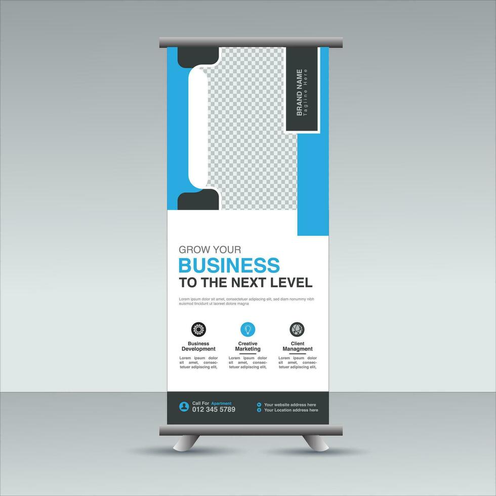 creative vector blue roll up banner design