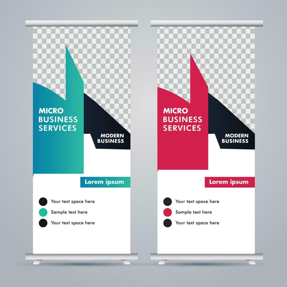 Modern roll up banner design template. flyer. pull up. presentation. brochure. poster. advertisement. print media vector