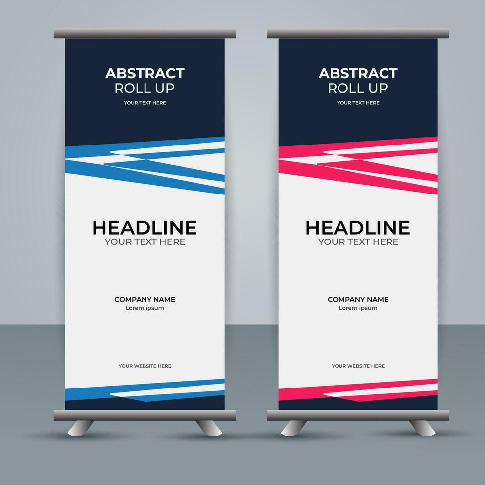 modern roll up banner template with abstract design vector