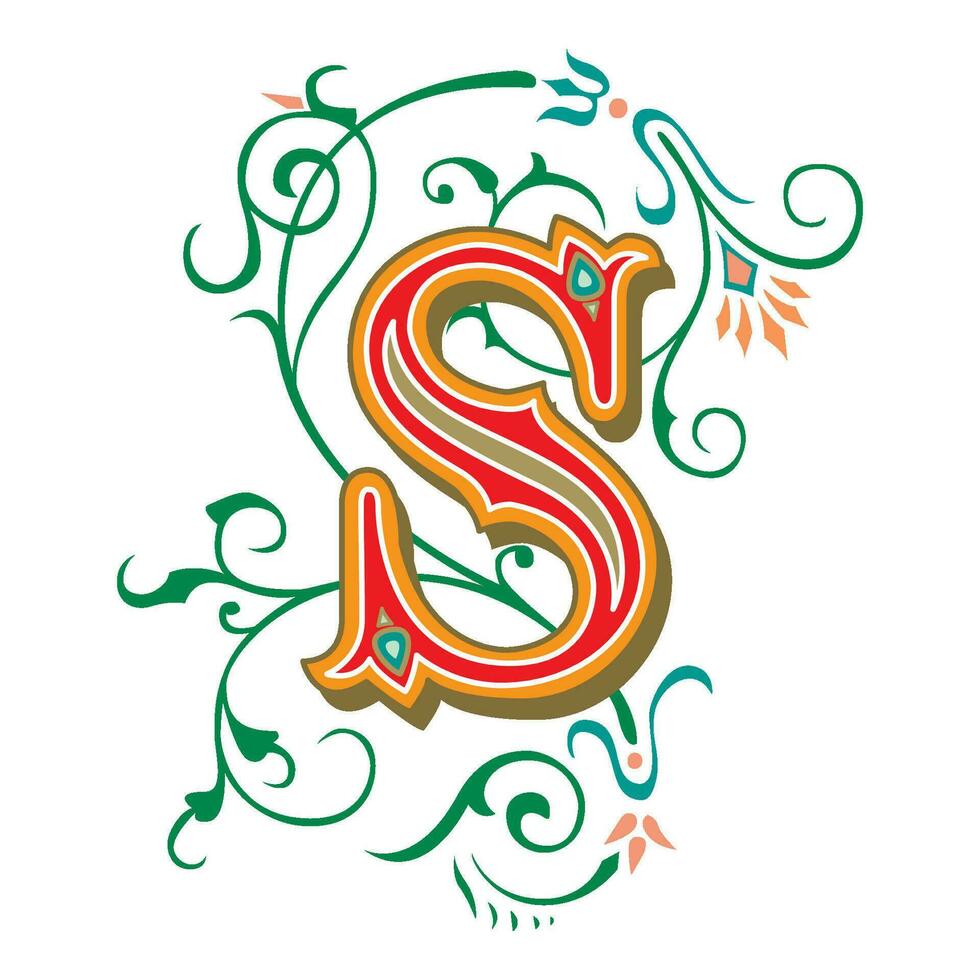 Art Tuscani Initial Caps Font Capital Letter S vector design