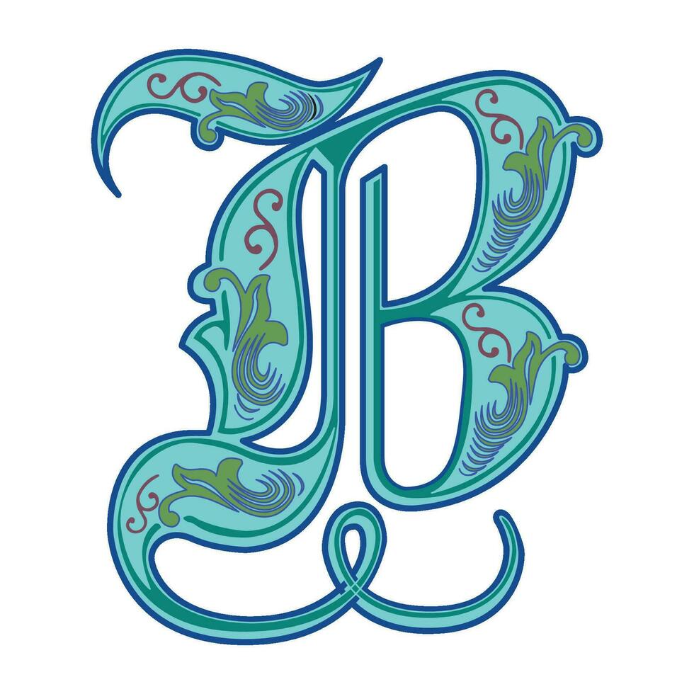 Art Royal Initial Caps Font Capital Letter B vector design