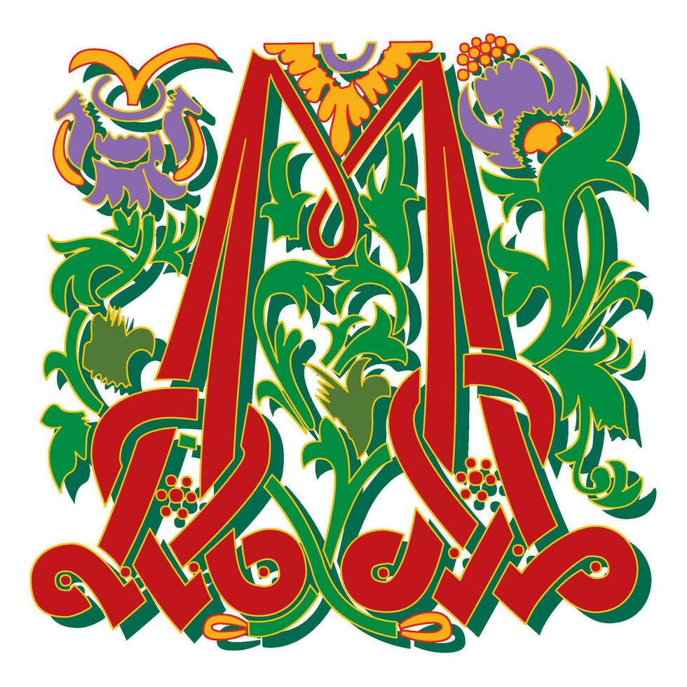 Masselle Initial Caps Font Capital Letter M vector design