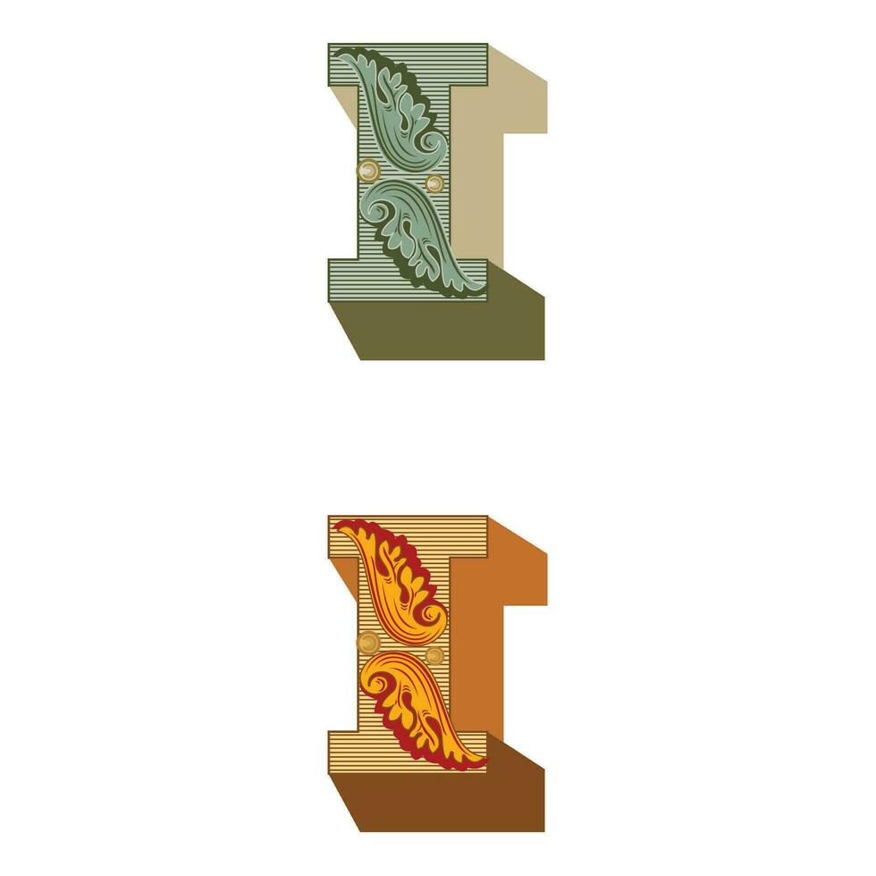 Art Federal Initial Caps Font Capital Letter I vector design