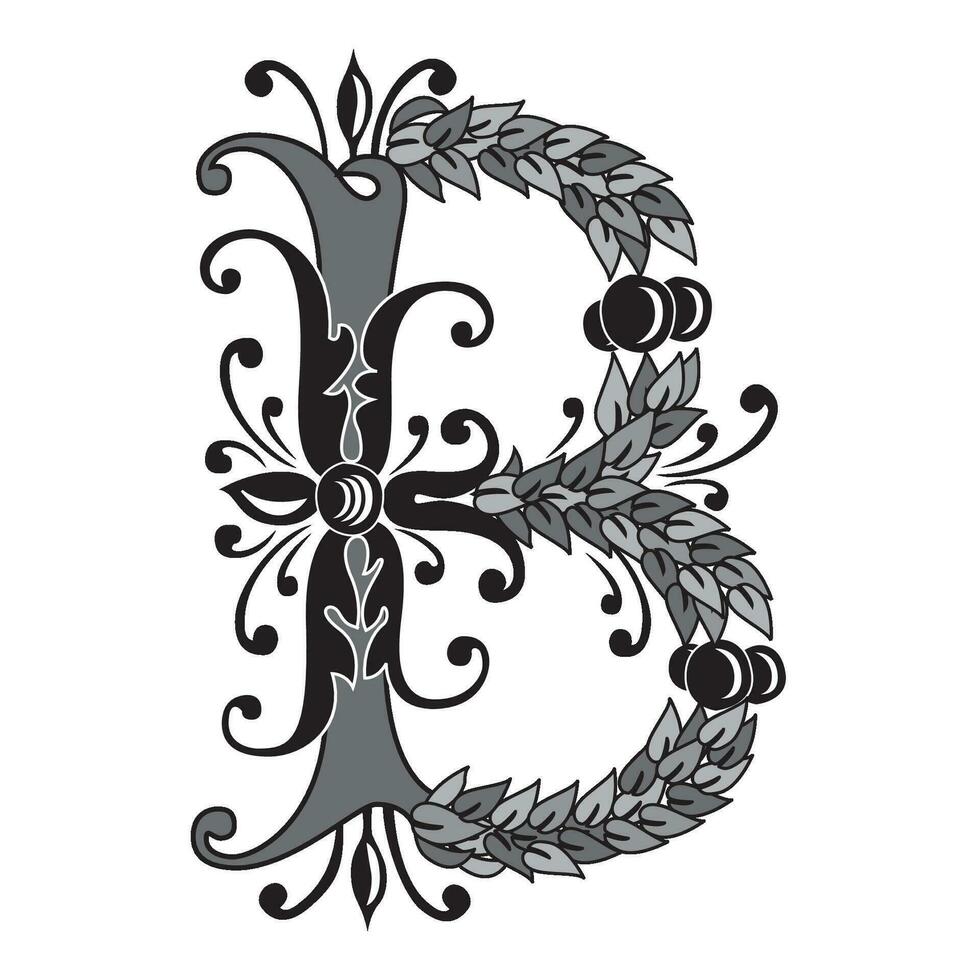 Vincente Initial Caps Font Capital Letter B vector design