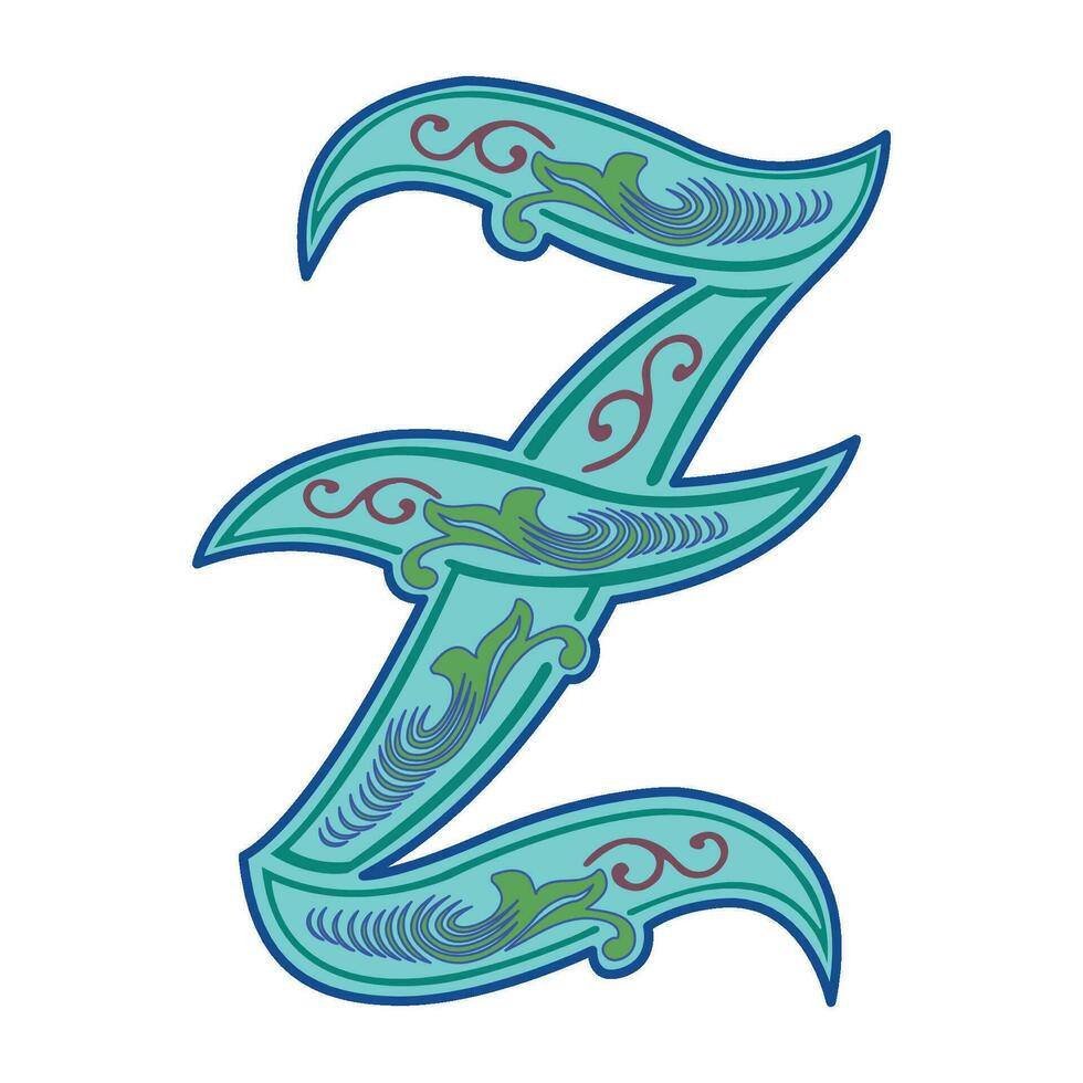 Art Royal Initial Caps Font Capital Letter Z vector design