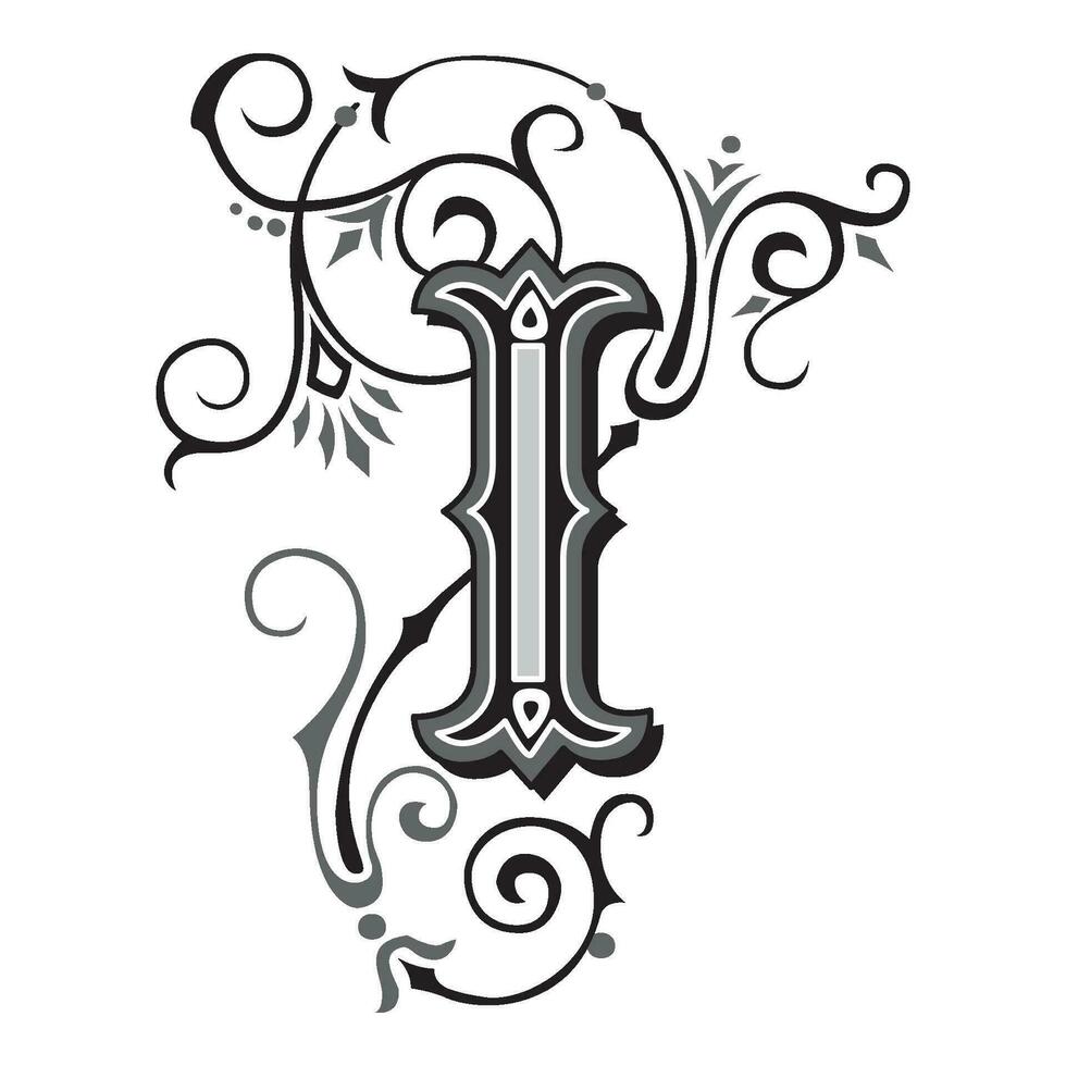 Art Tuscani Initial Caps Font Capital Letter I vector design