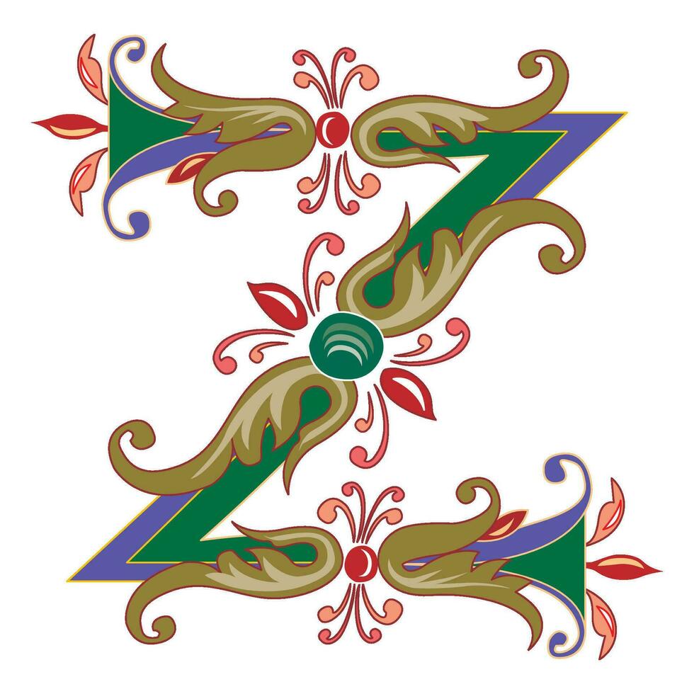 Vincente Initial Caps Font Capital Letter Z vector design