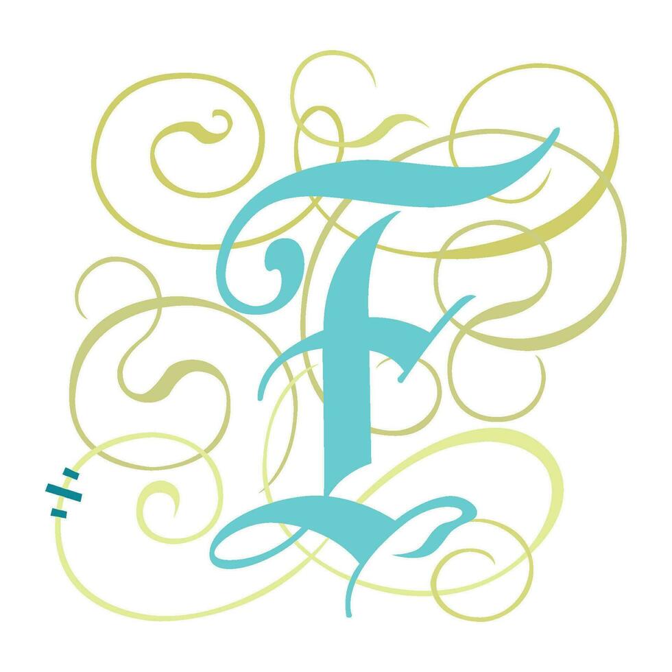 Art Gothic Initial Caps Font Capital Letter F vector design