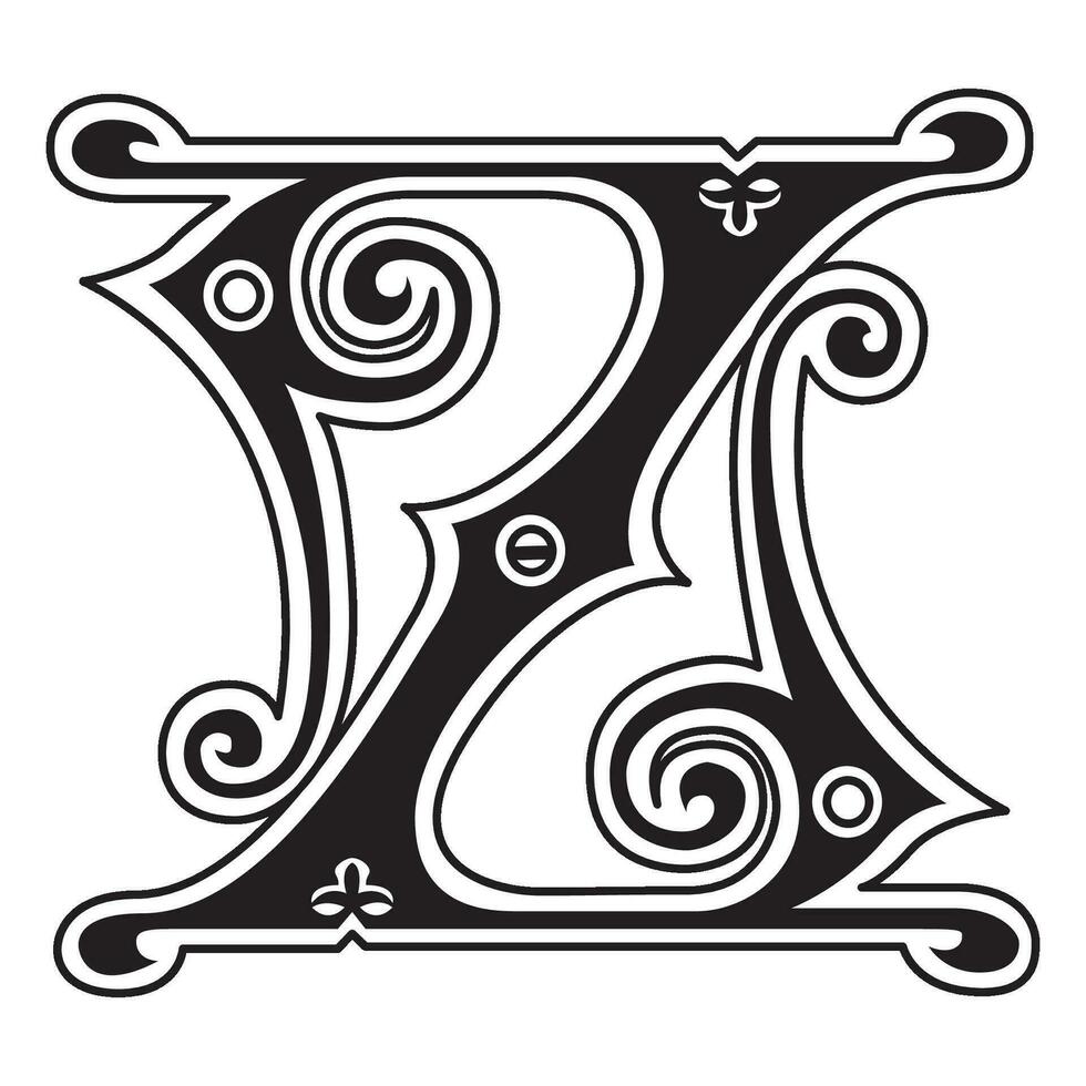 Art Ginger Initial Caps Font Capital Letter Z vector design