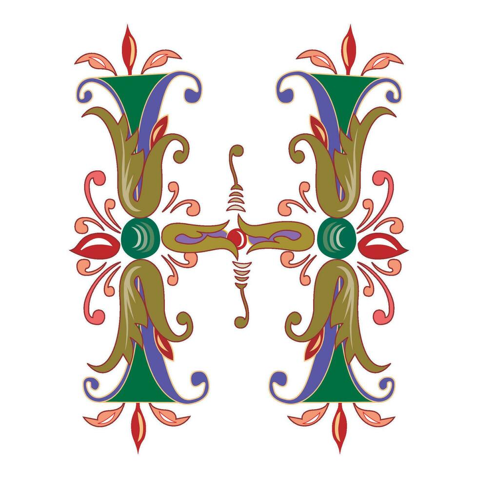 Vincente Initial Caps Font Capital Letter H vector design