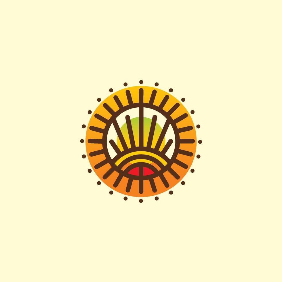 Sun logo design in modern style vector