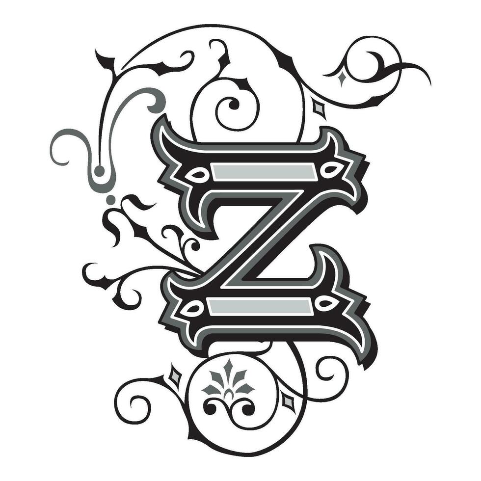 Art Tuscani Initial Caps Font Capital Letter Z vector design