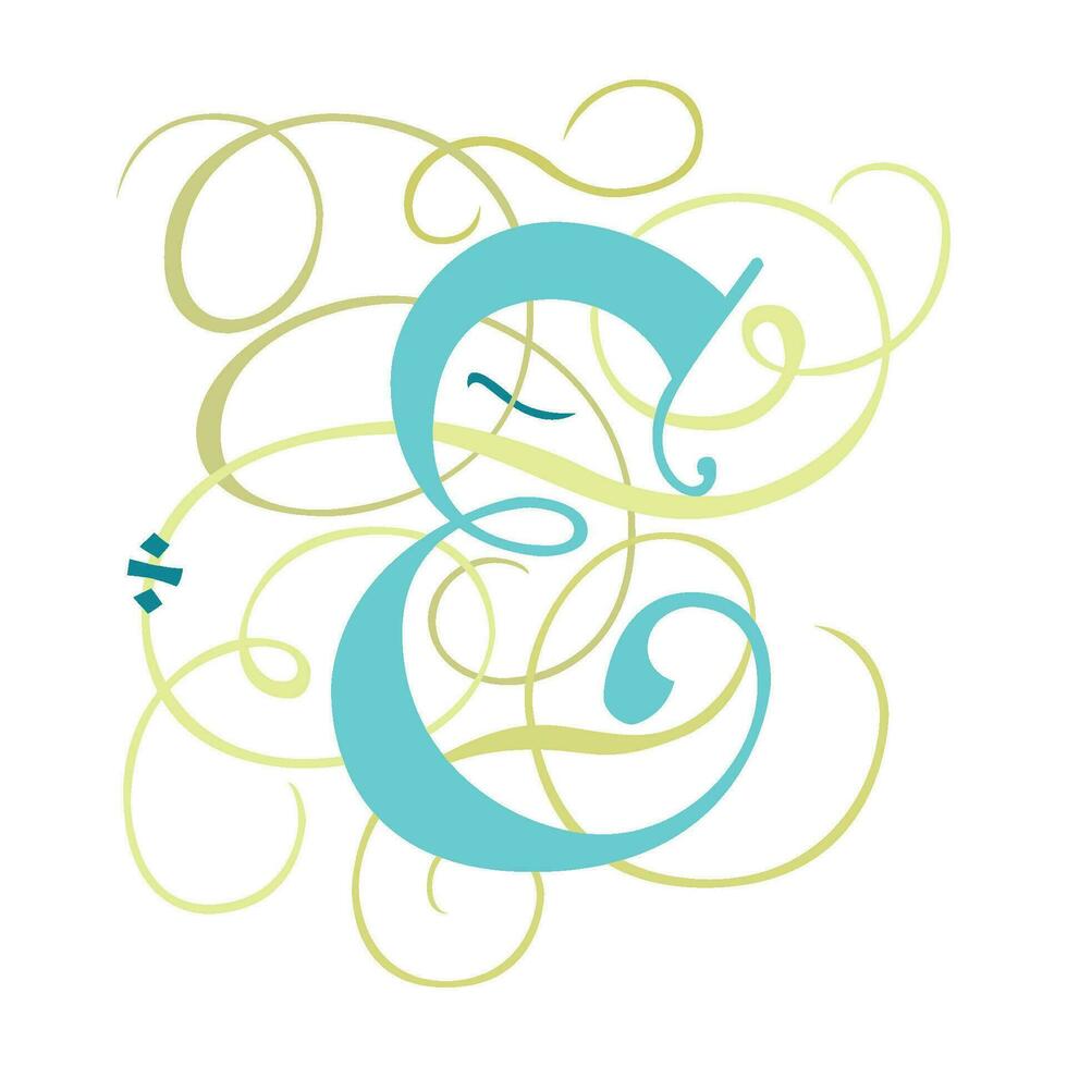 Art Gothic Initial Caps Font Capital Letter E vector design