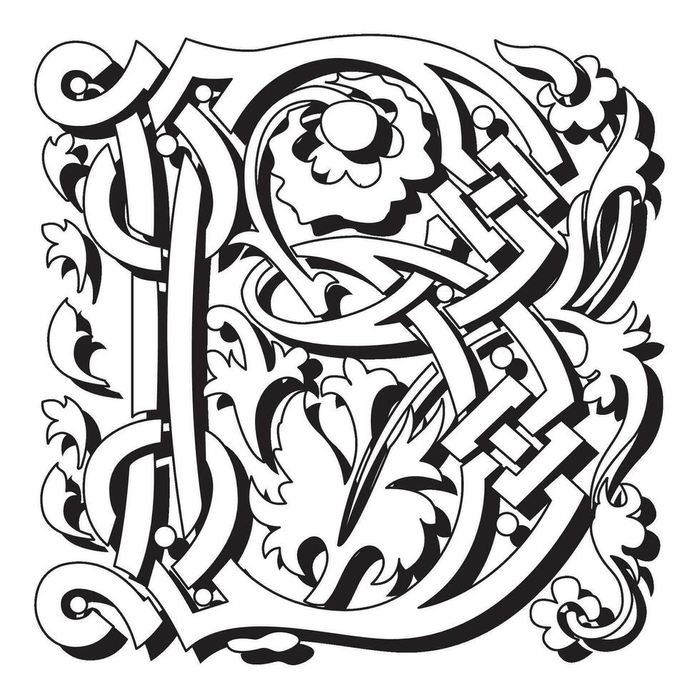 Masselle Initial Caps Font Capital Letter B vector design