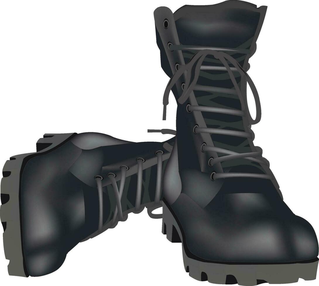 high black camping boots vector