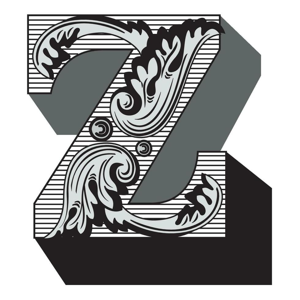 Art Federal Initial Caps Font Capital Letter Z vector design