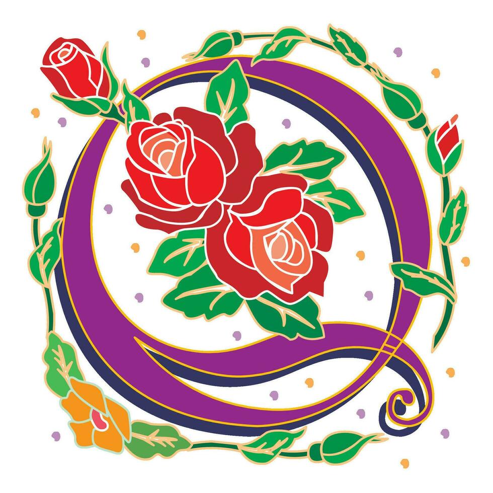rosette Initial Caps Font Capital Letter Q vector design