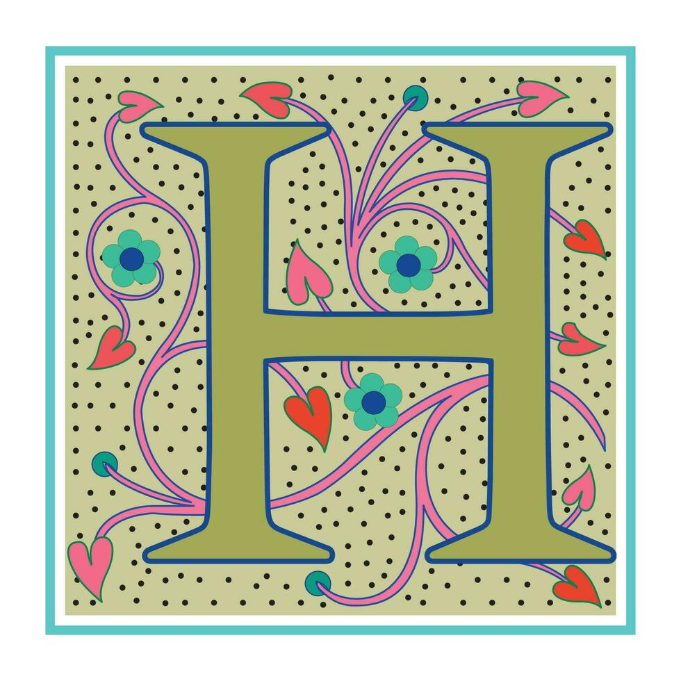 Art Nabel Initial Caps Font Capital Letter H vector design