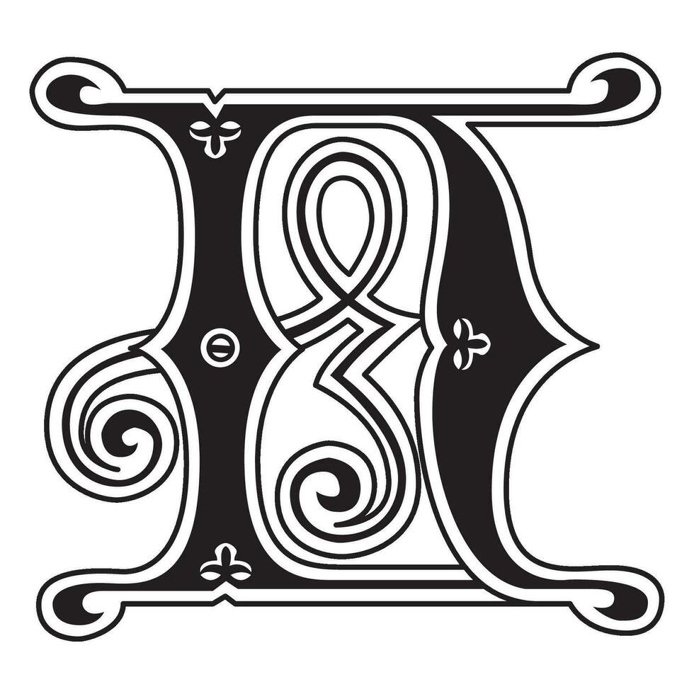 Arte jengibre inicial tapas fuente capital letra norte vector diseño