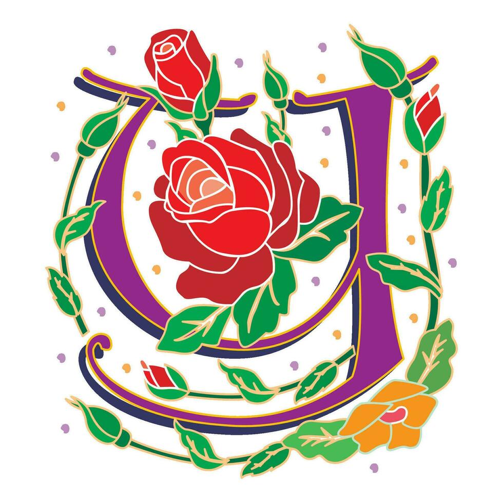 rosette Initial Caps Font Capital Letter Y vector design