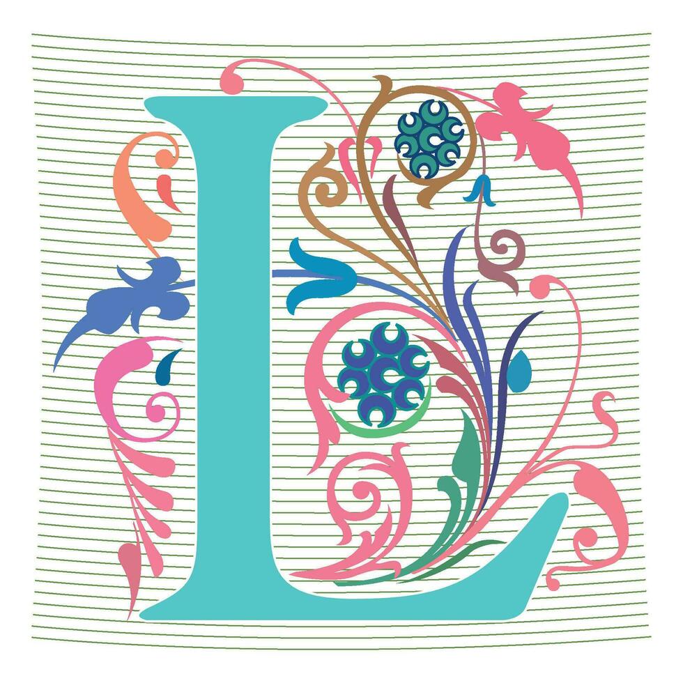 Art Regal Initial Caps Font Capital Letter L vector design