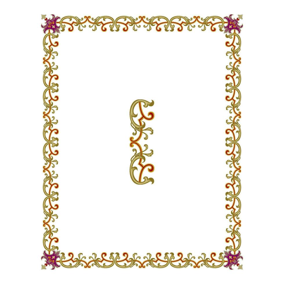 Vintage floral classic calligraphic retro vignette scroll frames ornamental design elements black and color set isolated vector