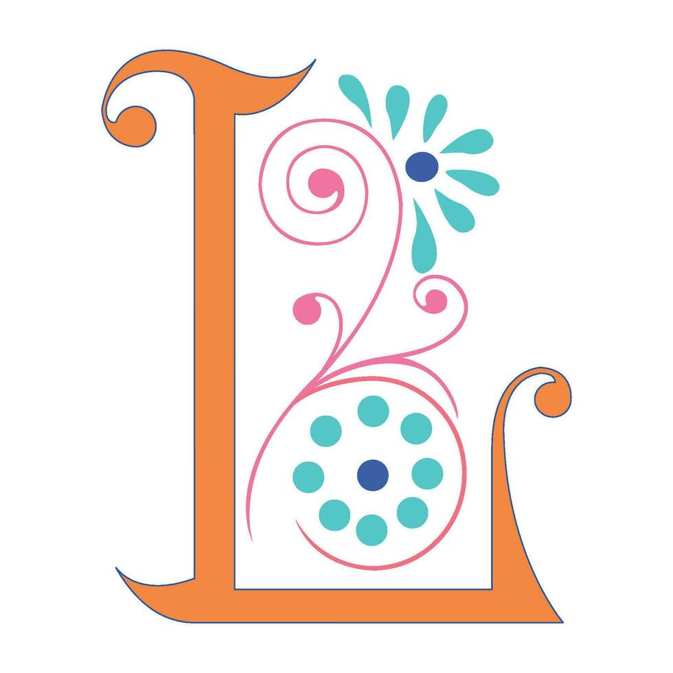 Art Spring Initial Caps Font Capital Letter L vector design illustration
