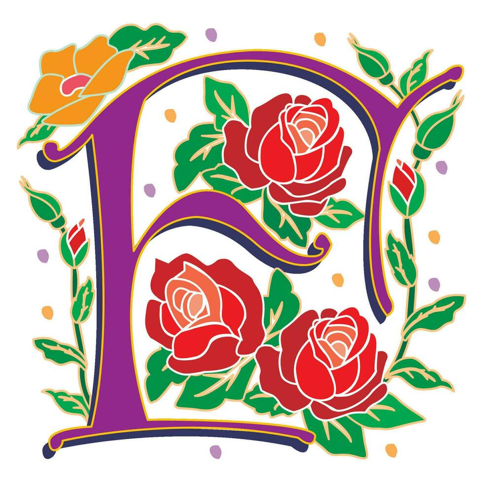 rosette Initial Caps Font Capital Letter F vector design 35786403