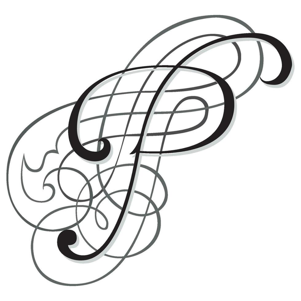 Fantasia Initial Caps Font Capital Letter P vector design