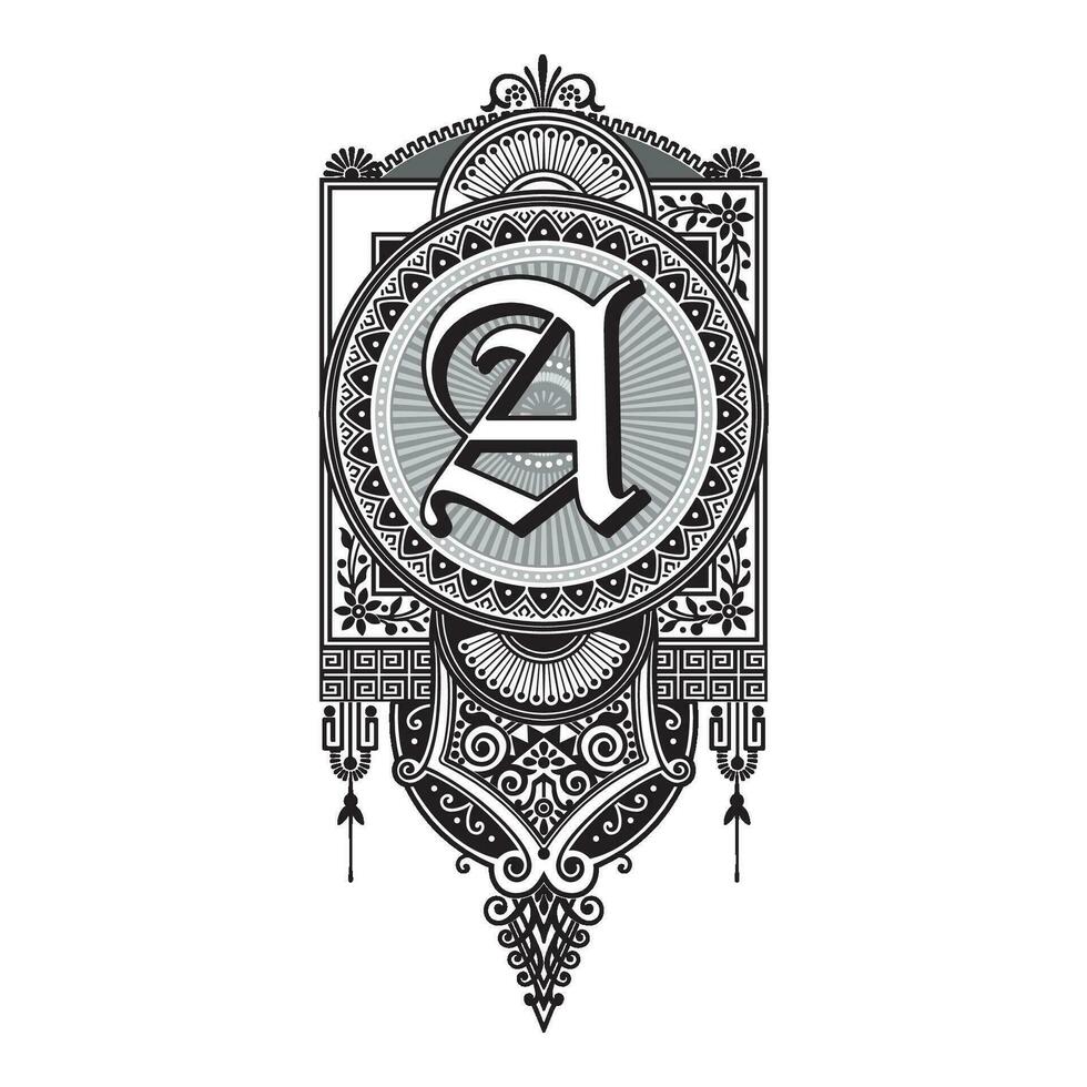 Art Marquesa Initial Caps Font Capital Letter A vector design