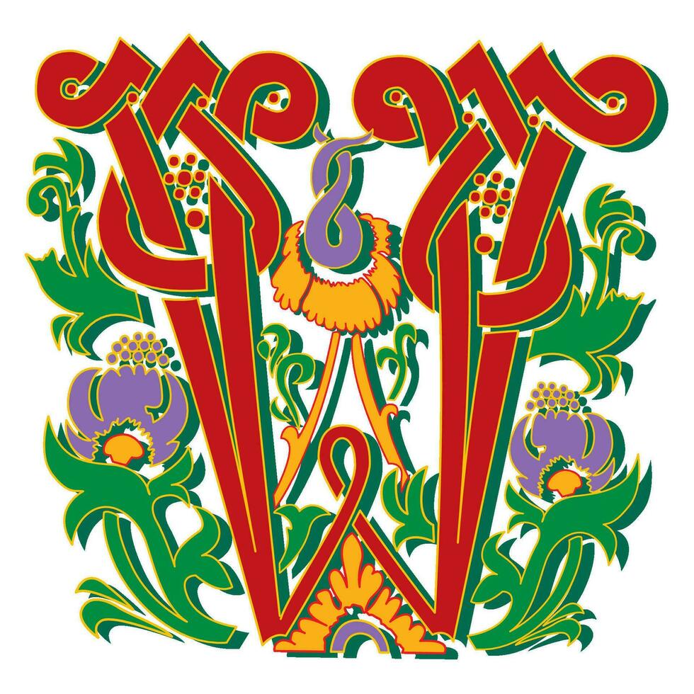 Masselle Initial Caps Font Capital Letter W vector design