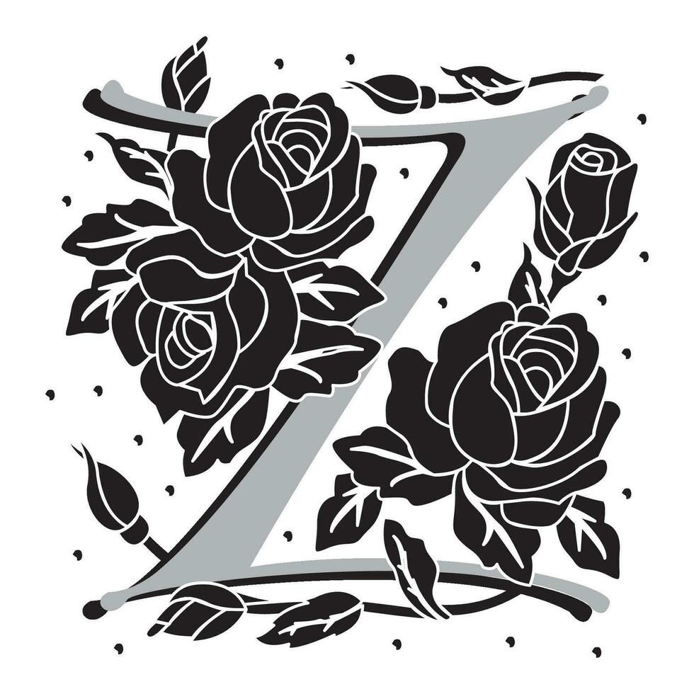 rosette Initial Caps Font Capital Letter Z vector design