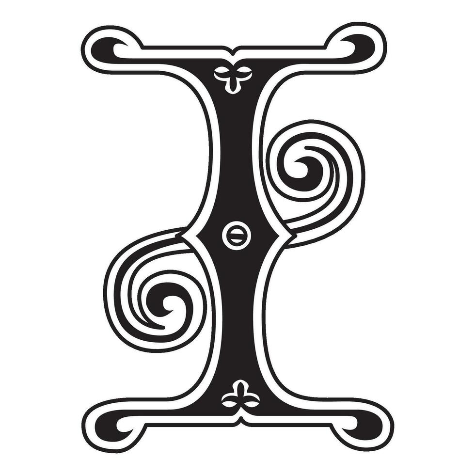 Art Ginger Initial Caps Font Capital Letter I vector design