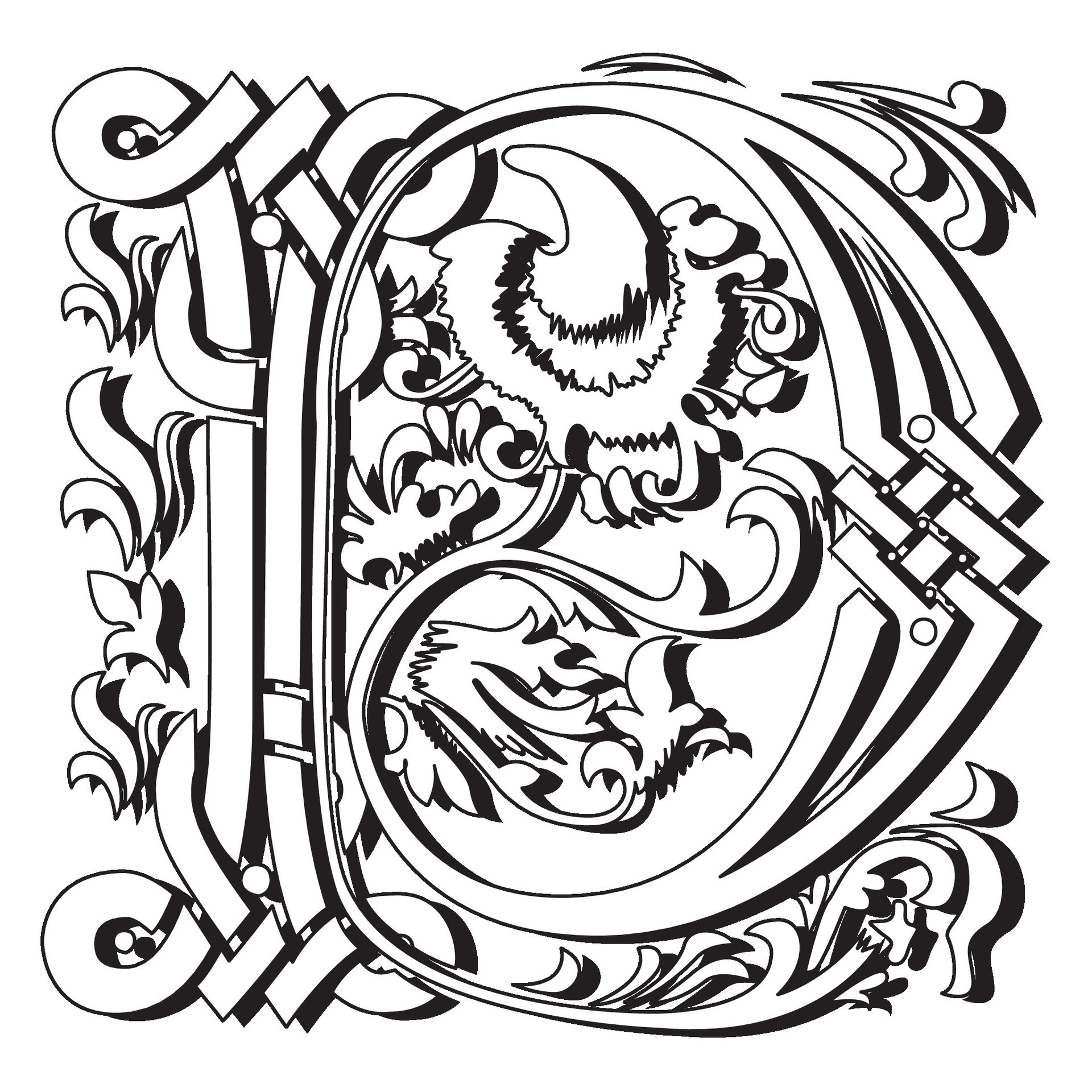 Masselle Initial Caps Font Capital Letter P vector design 35786506