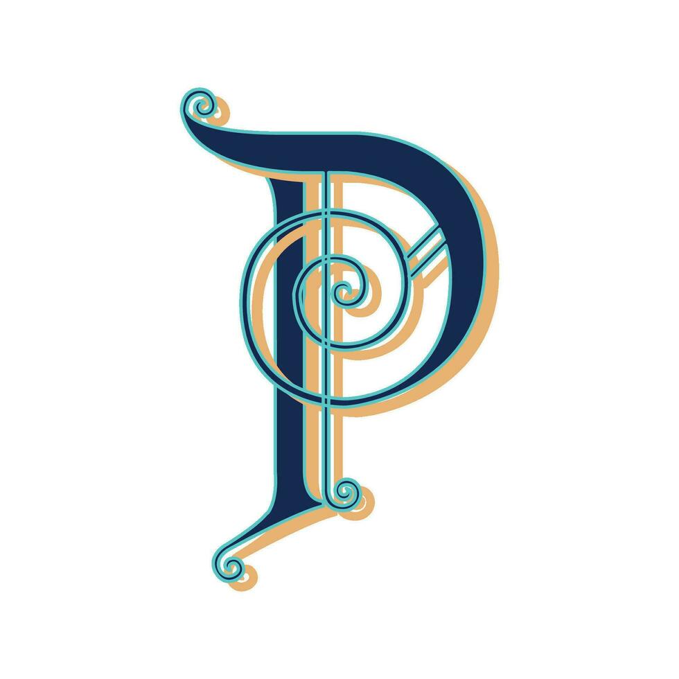 Art Lubna Initial Caps Font Capital Letter P vector design