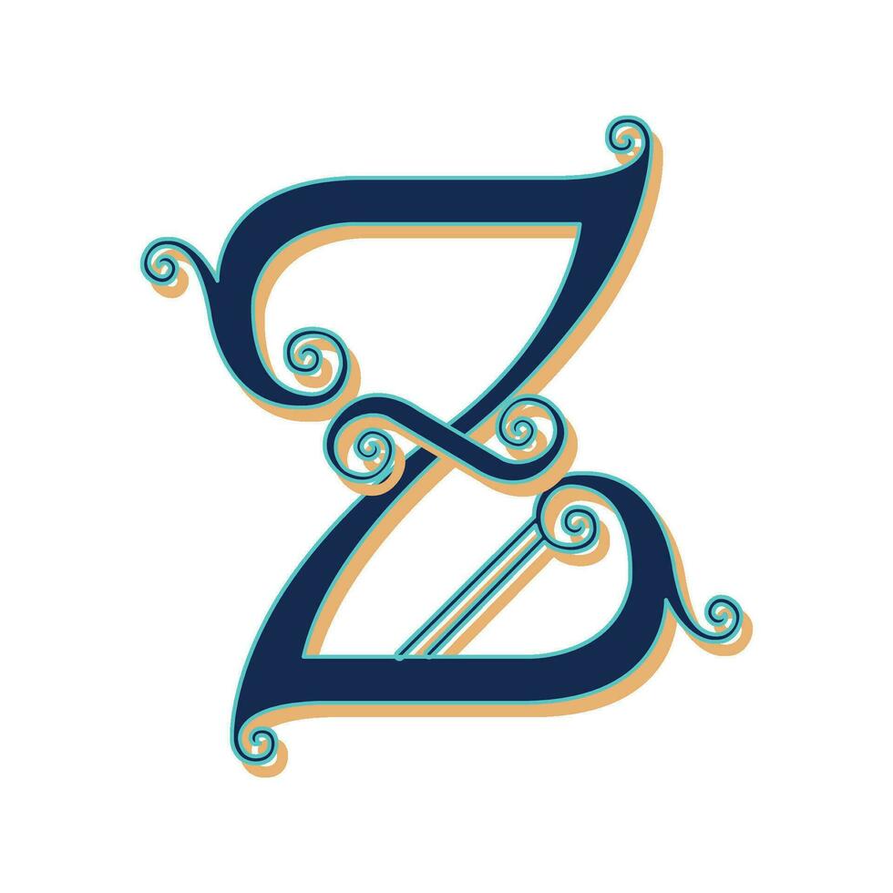 Art Lubna Initial Caps Font Capital Letter Z vector design