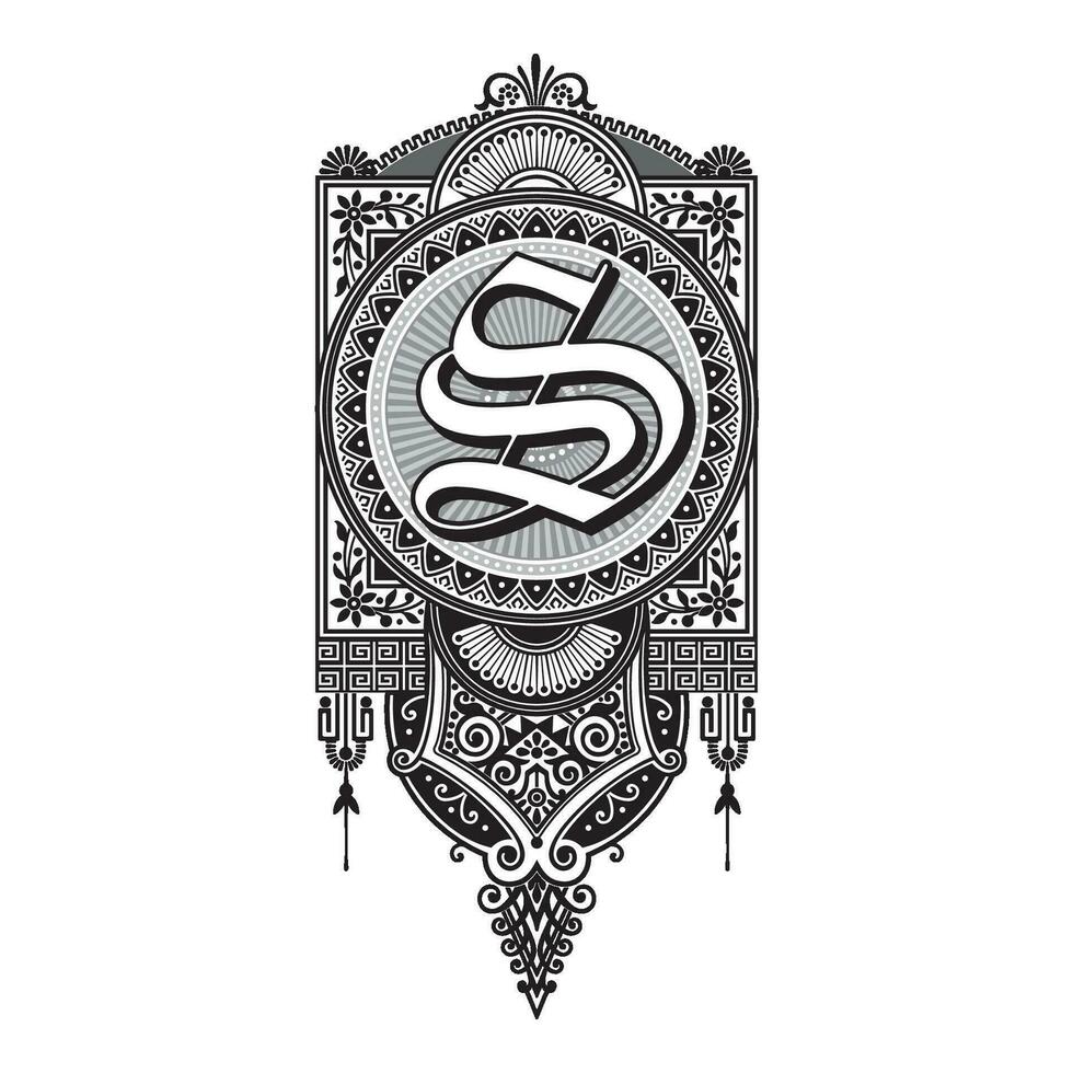 Art Marquesa Initial Caps Font Capital Letter S vector design