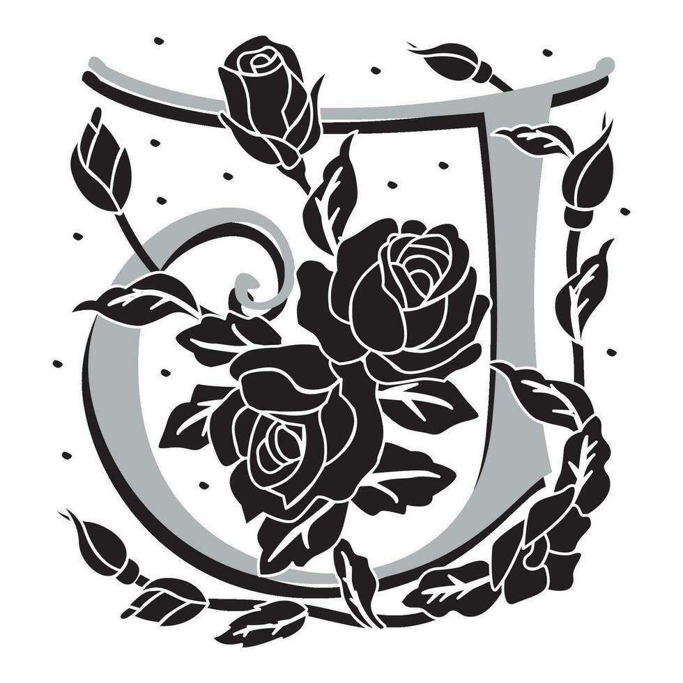 rosette Initial Caps Font Capital Letter J vector design