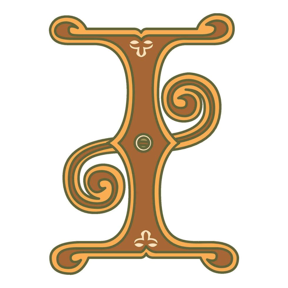 Art Ginger Initial Caps Font Capital Letter I vector design