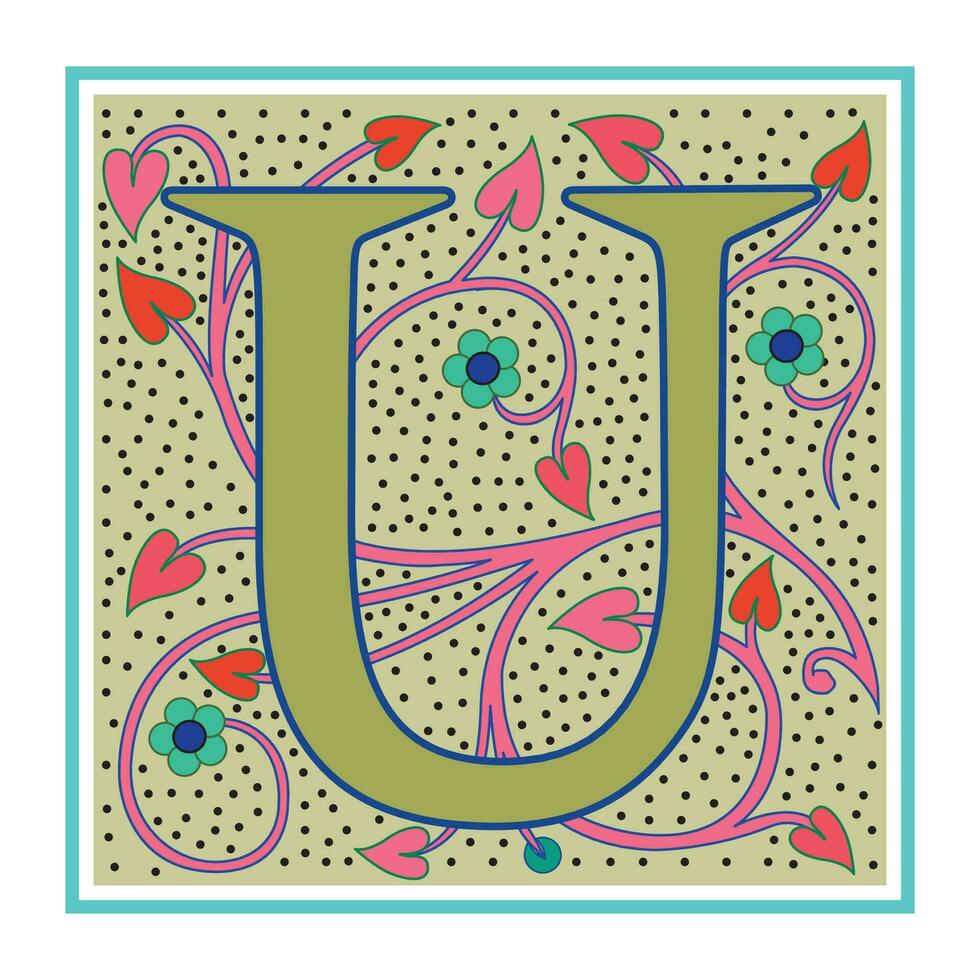Art Nabel Initial Caps Font Capital Letter U vector design