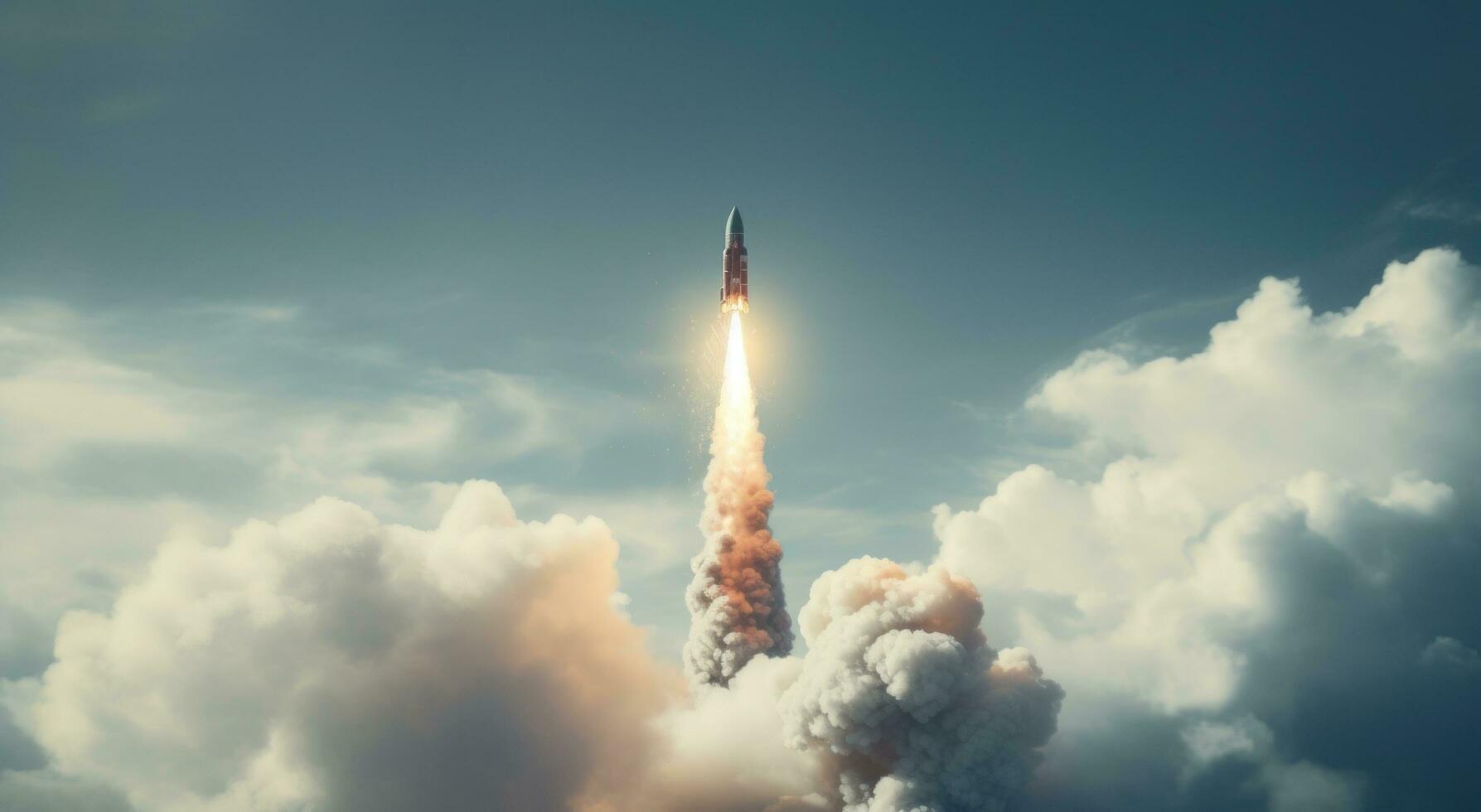 AI generated there is a rocket that launch in front of a cloud photo