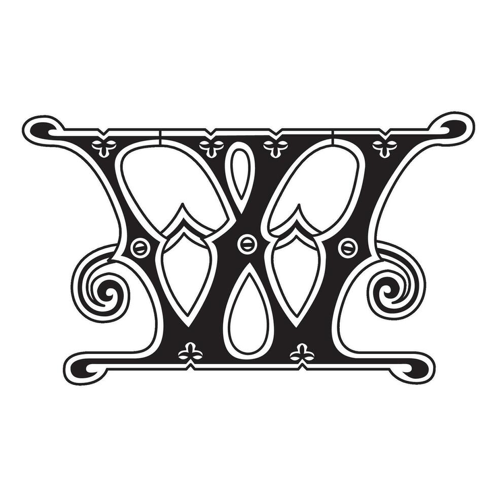Art Ginger Initial Caps Font Capital Letter W vector design
