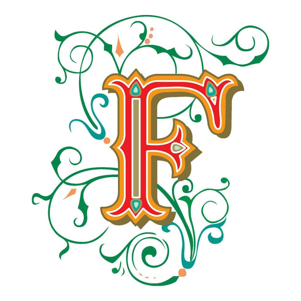 Art Tuscani Initial Caps Font Capital Letter F vector design