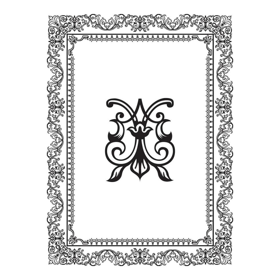 Vintage floral classic calligraphic retro vignette scroll frames ornamental design elements black and color set isolated vector