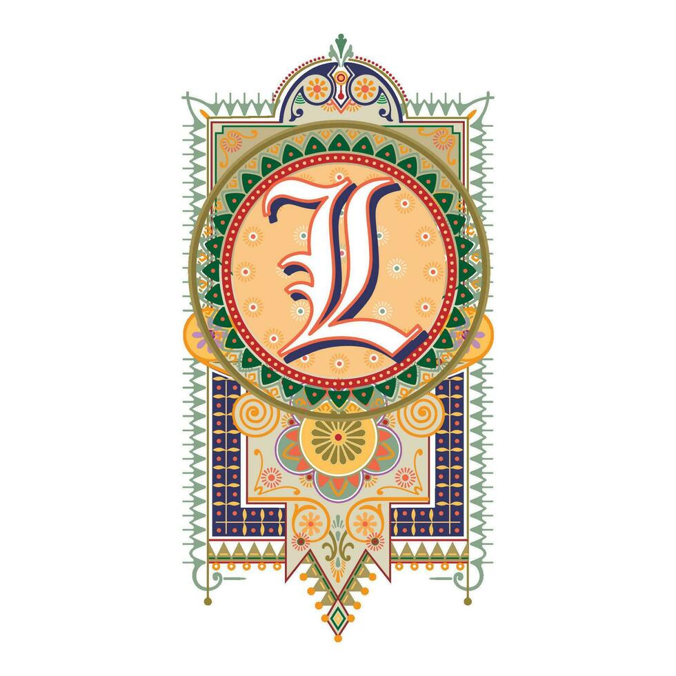 Art Marquesa Initial Caps Font Capital Letter L vector design